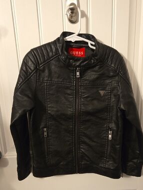 Guess Boys' Black Faux Leather Moto Jacket